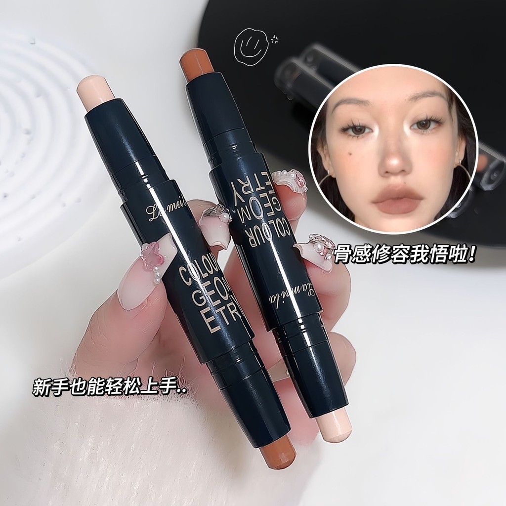 SR-shop :  ปากกาเน้นข้อความเงาแท่งคู่หัวบรอนเซอร์สมูทคอนทัวร์Highlighter F17
