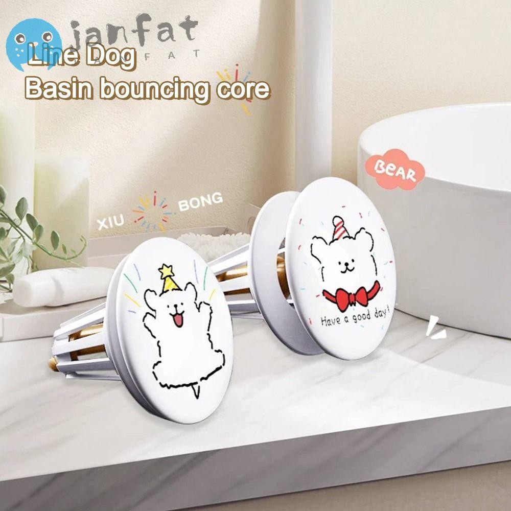 JANFAT กรองอ่างล้างหน้าป๊อปอัพ ดีไซน์ป๊อปอัพ ฟังก์ชั่นป้องกันการอุดตัน ปลั๊กท่อระบายน้ํา Rebound สร้างสรรค์น่ารักลูกสุนัขรูปแบบ Universal Wash Basin Filter สําหรับ 34-40 มม. อ่างล้างหน้า
