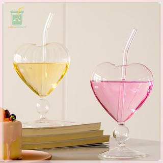 [สี] 1 PC Creative น่ารักรูปหัวใจถ้วยน้ําแก้วฟางแก้วไวน์ถ้วยน้ําผลไม้ Club Drinkware คอนเทนเนอร์ตกแต่ง TH