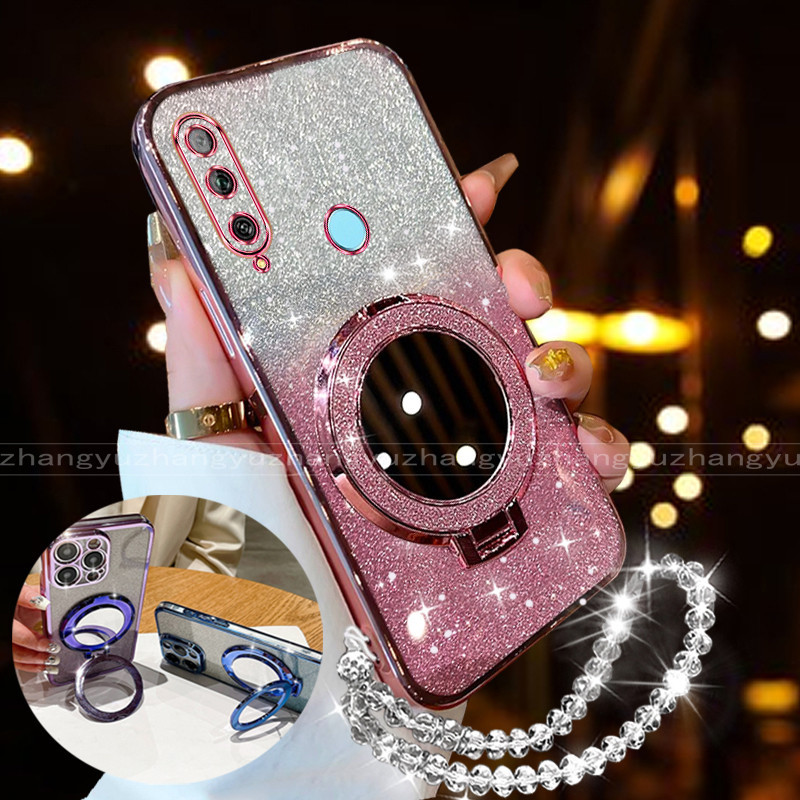 สําหรับ Huawei y6p y9s y9 prime 2019 เคสโทรศัพท์ 2025 สไตล์ใหม่คริสตัล Lanyard เคสซิลิโคนไฟฟ้า Glitter นุ่มกันกระแทกกระจกสี่มุมป้องกัน TUP Shock-proof RFVTGBYHI
