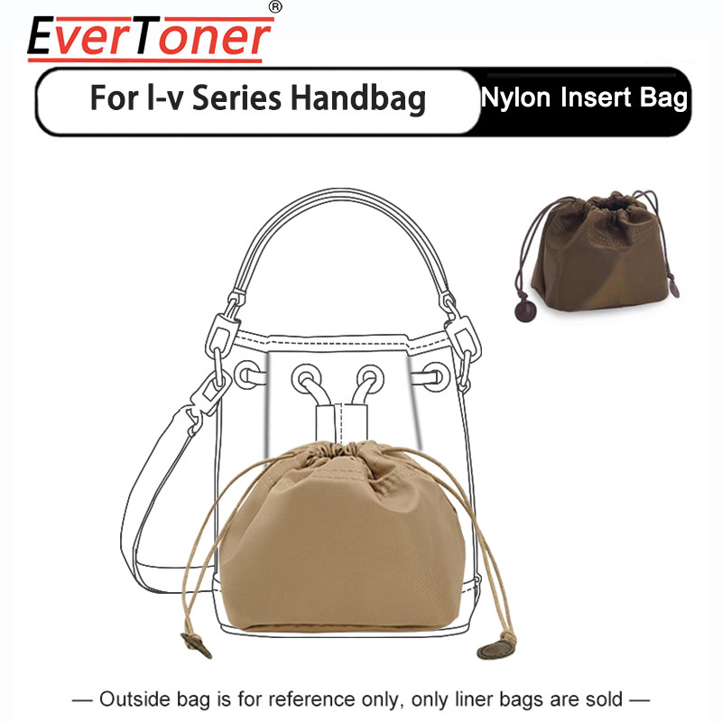 EverToner Drawstring ไนลอนกระเป๋าด้านใน Organizer ใส่กระเป๋าเหมาะสําหรับ L Na-no Noe Crossbody Bucket กระเป๋าผู้หญิงกระเป๋าเก็บเครื่องสําอาง