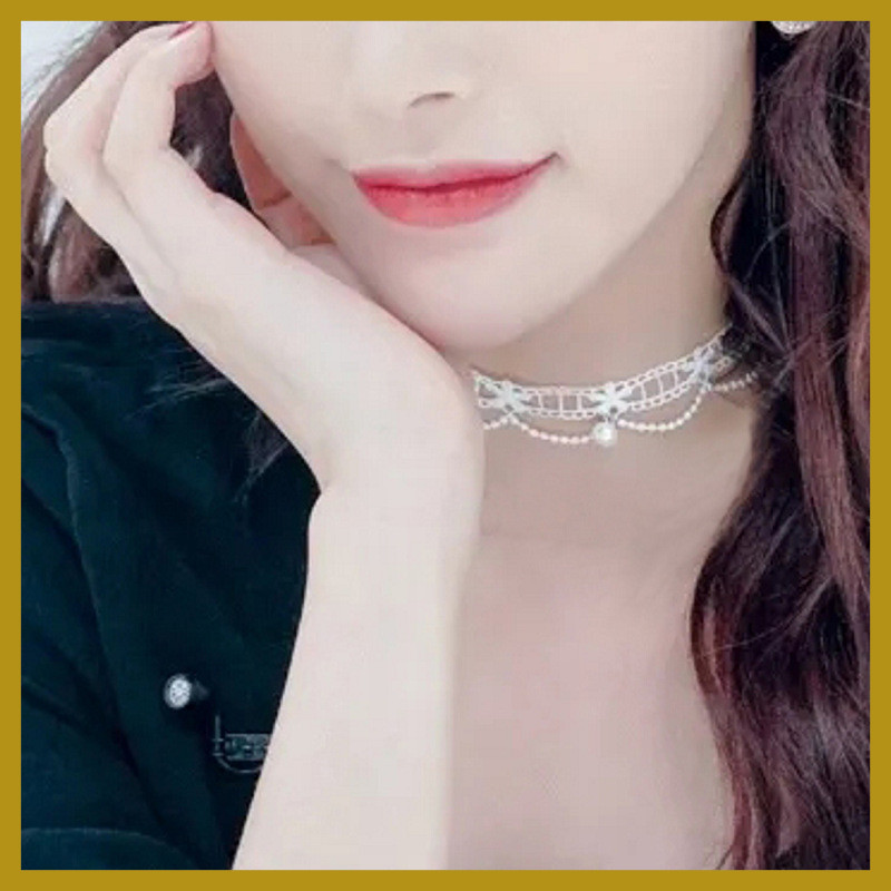 สร้อยคอลูกไม้สีขาวลายคลื่น แบบสร้อยคอโซ่กระดูกไหปลาร้า สำหรับผู้หญิง