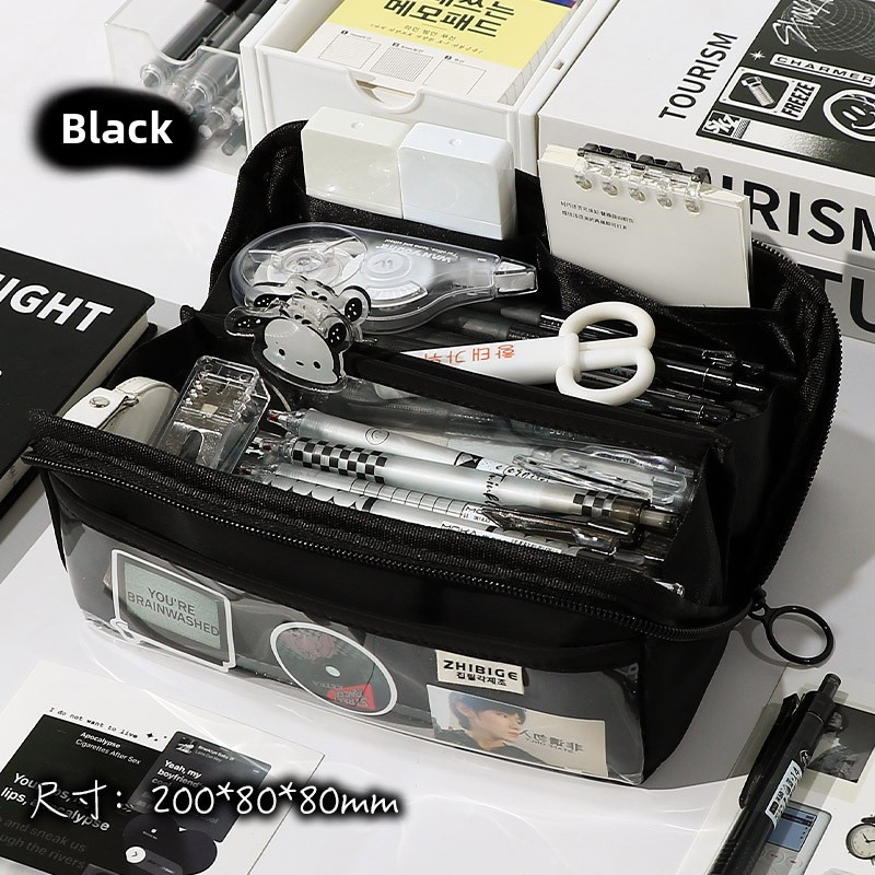 10-Layer Prism Clear Pencil Case-ขนาดใหญ่ความจุกันน้ําสําหรับอุปกรณ์การเรียน,Multi-Pocket Kawaii Aesthetic กระเป๋าสําหรับนักเรียนและ Deco กระเป๋า