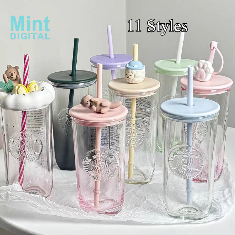 สตาร์บัคส์ถ้วยกับหมวกฟางสามเหลี่ยมถ้วย500มิลลิลิตรน่ารักสัตว์เลี้ยงชุดหนาแก้วฟางถ้วยถ้วยกาแฟคริสต์มาสความจุขนาดใหญ่