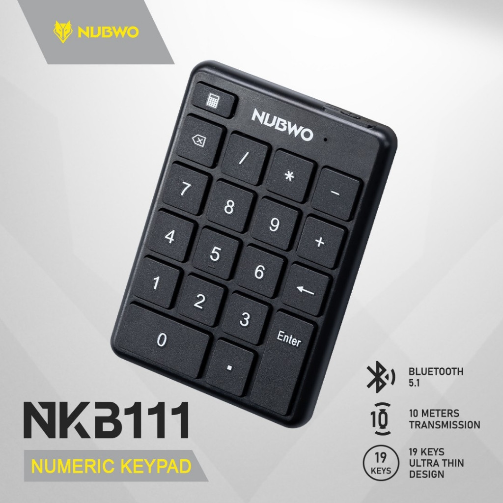 กดง่าย Nubwo NKB-111 Numeric Keypad Bluetooth 18Keys แป้นพิมพ์ คีย์บอร์ดตัวเลขตัวเลขไร้สาย