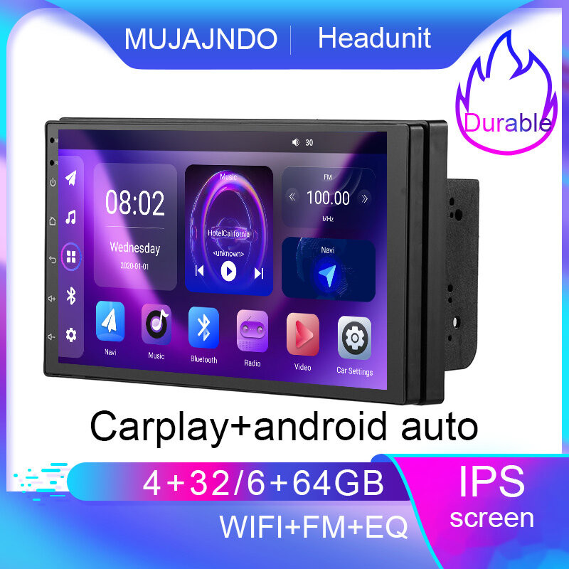 MUJAJNDO 7 นิ้ว 6+64G 4+32G android15 carplay android auto voice command 2DIN CAR android headunit เ