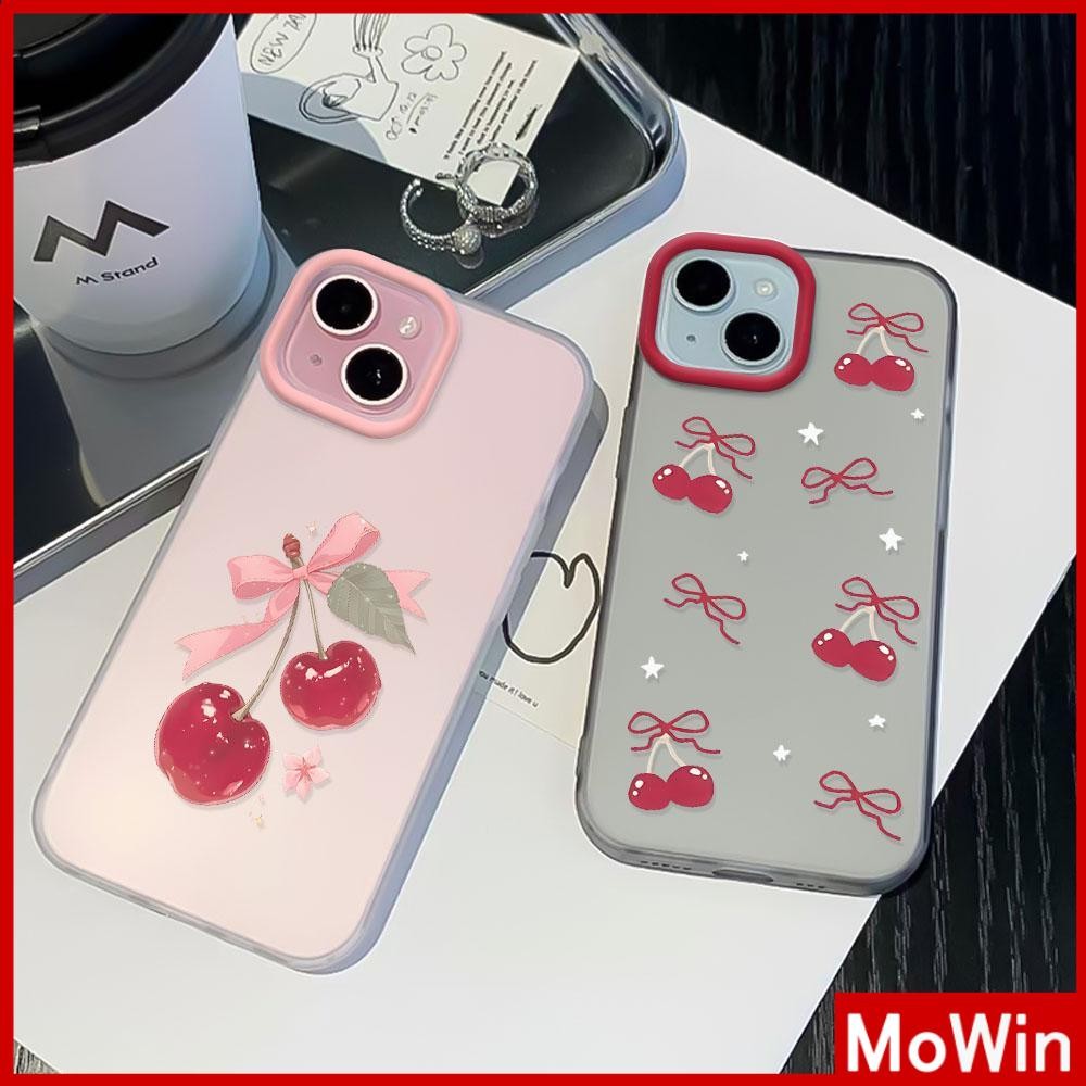 Movin - เคสใส iPhone16 11 Pro Max iPhone เคส TPU นิ่มป้องกันรอยนิ้วมือแบบด้าน เชอร์รี่น่ารักอร่อย Compatible With iPhone15 Pro max iPhone14 13 12 Pro max XS XR 7 8 Plus
