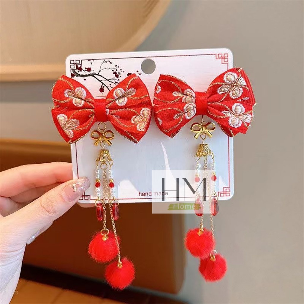 ใหม่ กิ๊บติดผมตรุษจีน กิ๊บสีแดงอาหมวย  เครื่องประดับผมเทศกาลตรุษจีน - รูปที่ 6