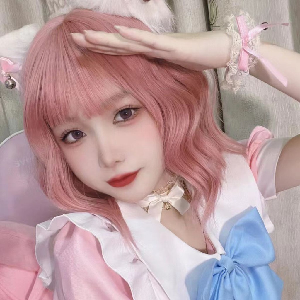 สีเบจวิกผมหยิกสั้นกับผมม้าผมสั้นน่ารักผมหยิกสั้นขนสัตว์ม้วนเต็มหัวปกวิกผมสําหรับผู้หญิงผู้ชายคอสเพลย์วิกผม - รูปที่ 3