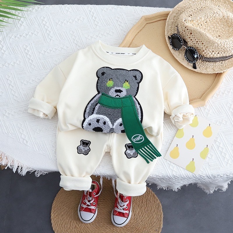 ชุดเชท แฟชั่น เสื้อ+กางเกง ลายหมี น่ารักมาก มาใหม่ Jp2390