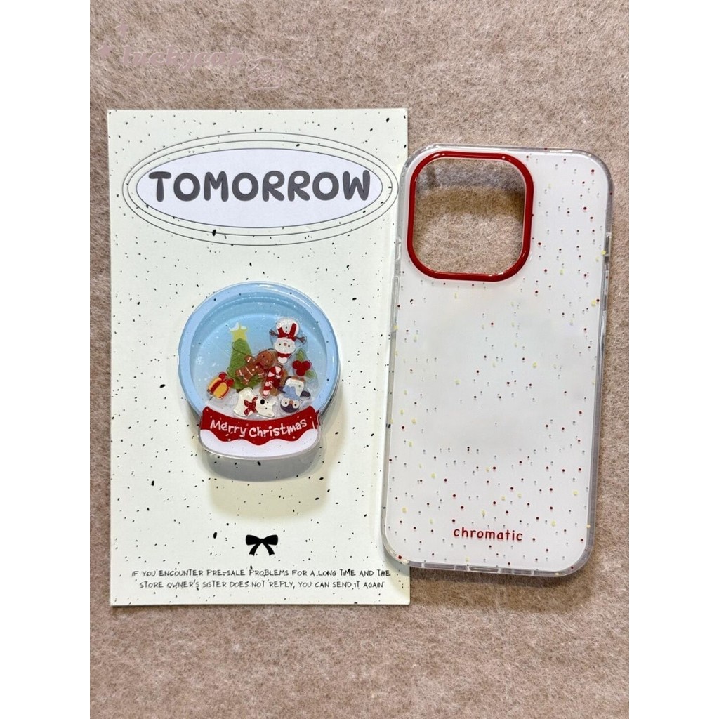 Iphone 16 15 14 13 12 11 Pro Max X Xr Xs Max 7 8 Plus SE2020 เคสโทรศัพท์น่ารักคริสต์มาส Snowman + Stand Clear Soft ฝาหลัง