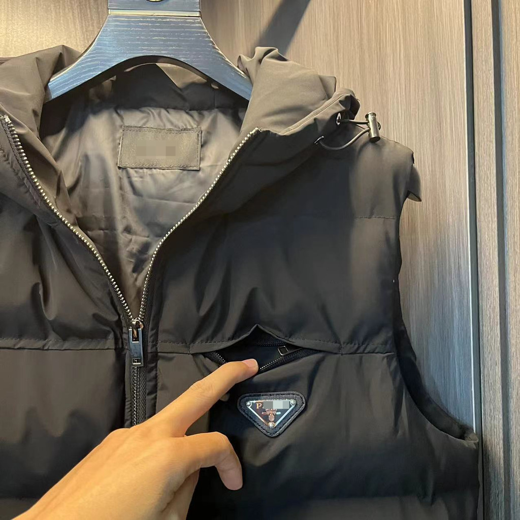 PRA ** แจ็คเก็ตผ้าฝ้ายมีฮู้ดเสื้อกั๊กผ้าฝ้ายแฟชั่นผู้ชายเสื้อวอร์ม - รูปที่ 3