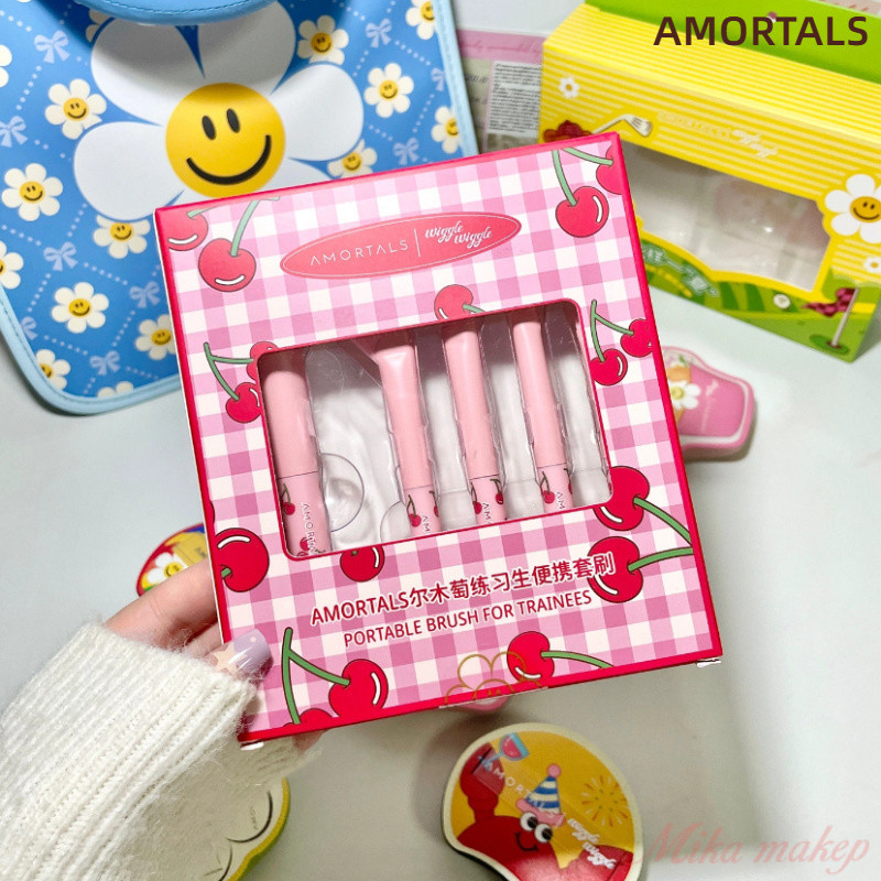 AMORTALS ชุดแปรงแต่งหน้า ขนแปรงนุ่มที่ผิดรูปได้ง่าย เป็นมิตรกับผิวหนัง