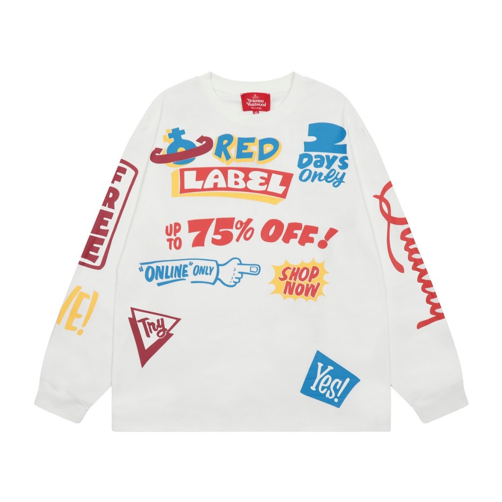 Vivienne Westwood เสื้อยืดแขนยาวสไตล์ใหม่ 2024 ผู้หญิง