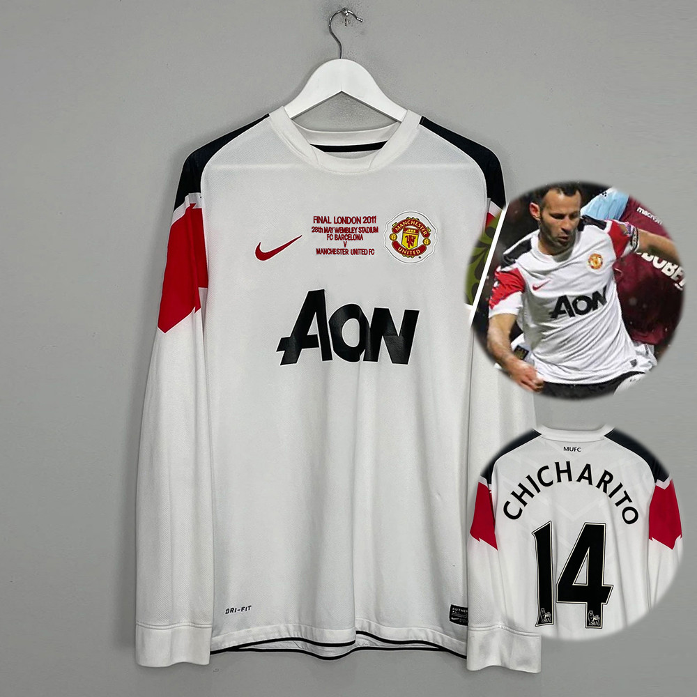 2010-2011 Retro Jersey Manchester United Away เสื้อแขนยาว Jersey เสื้อฟุตบอลชื่อและหมายเลขที่กําหนดเ