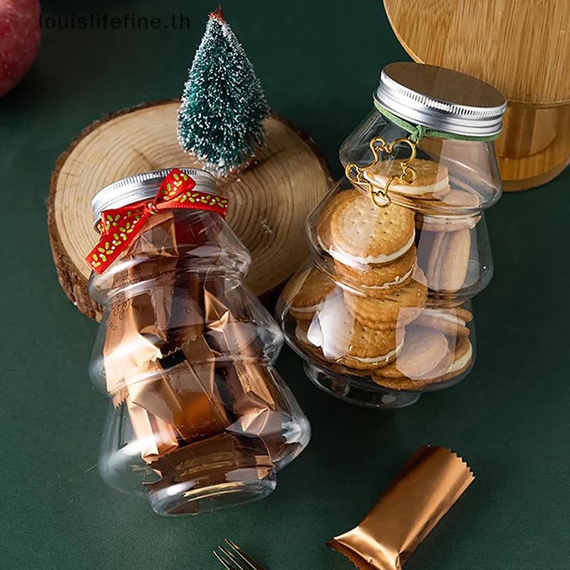 Louislifefine 500ML Christmas Tree Snowman Sweet Jar Candy คุกกี้กล่องเก็บน้ําผลไม้ช็อกโกแลตของขวัญบรรจุ DIY คอนเทนเนอร์ปีใหม่ตกแต่งขวดใหม่