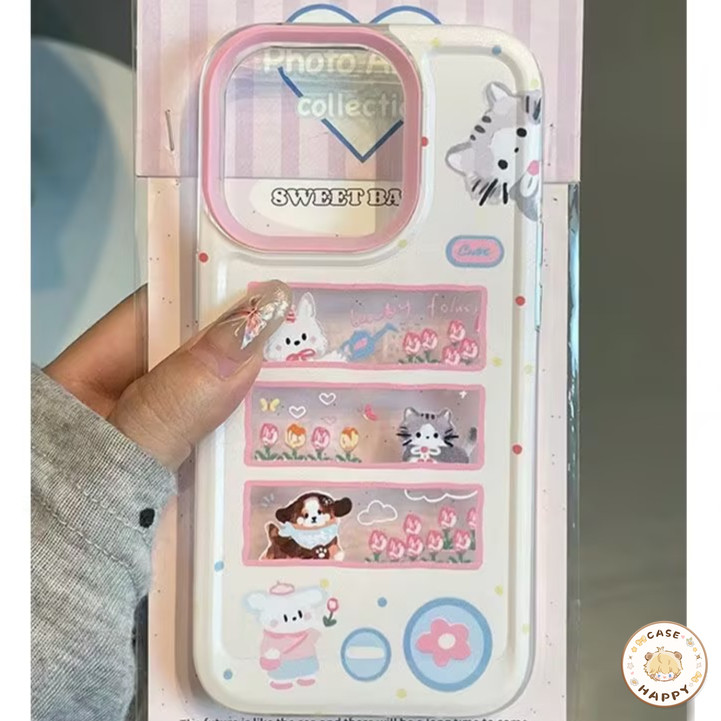 เคส Oppo A38 A18 A16 A31 A3s A7 A1K A58 A57 A54s A15 A9 A76 A17 A53 A16K A54 A74 Reno 10 8T 5 ลูกแมวลูกแมวน่ารักดอกทิวลิ