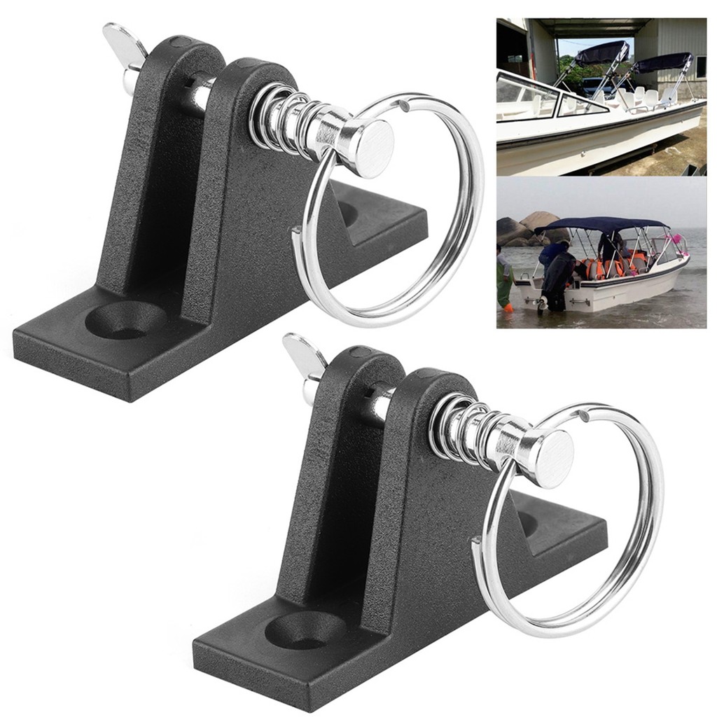 LZB2 คู่หลังคาดาดฟ้าบานพับเรือ Bimini ฟิตติ้ง W/Quick Release Pin ชิ้นส่วนพลาสติกและเหล็กทางทะเล