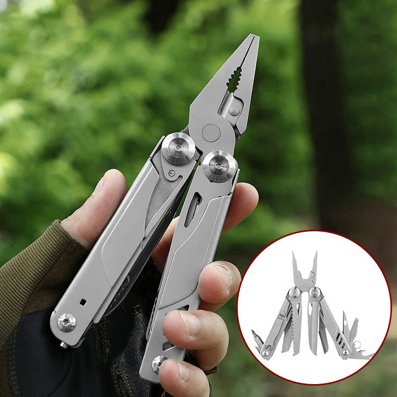 18 in 1 Titanium alloy handle Outdoors Multi-tools Clamp Folding Knife Scissors EDC Combination Mult