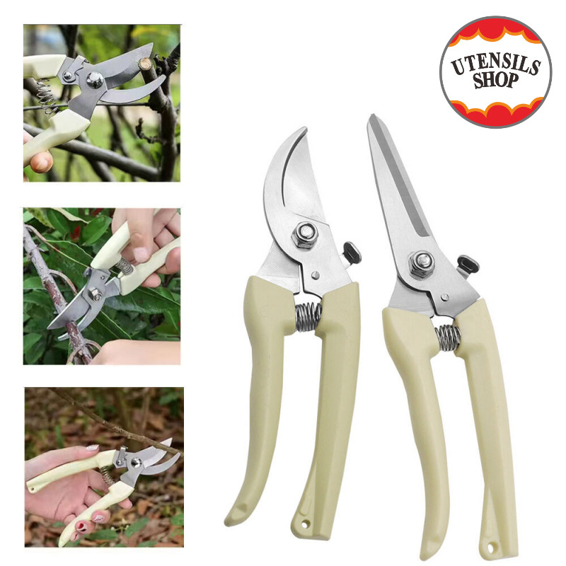 UTENSILS  กรรไกรตัดกิ่งไม้ กรรไกรตัดแต่งกิ่งไม้ กรรไกรทำสวน กรรไกรแต่งกิ่งปากโค้ง กรรไกรตัดกิ่ง แบบสเตนเลส 17.5*4.5cm/19