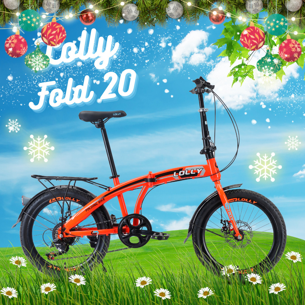 จักรยานพับได้ มีเกียร์ LOLLY 20 นิ้ว รุ่น FOLD 20 (สีส้ม)
