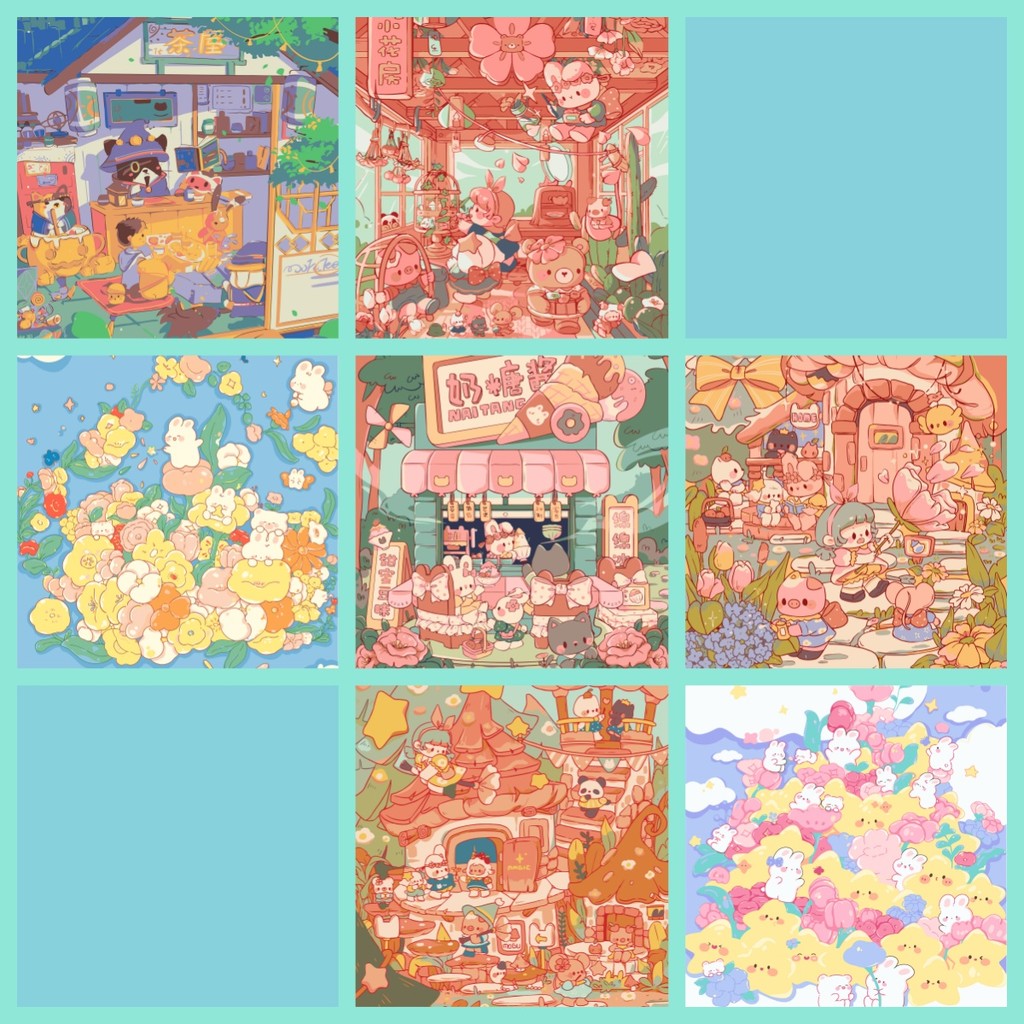 20*20 30*30 40*40 ซม. DIY ภาพวาดสีน้ํามัน/PBN/ระบายสีโดยตัวเลข/ผ้าใบมืออาชีพและสีสิ่งแวดล้อม/CANDY HOUSE