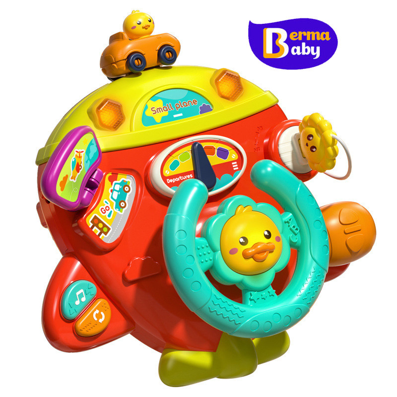 Berma Baby พวงมาลัยของเล่น จำลองพวงมาลัยรถ ของเล่นเด็ก ของเล่นเสริมการศึกษาเด็ก มีเสียงเพลงมีไฟหมุนได้รอบทิศทาง