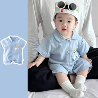 เด็กฤดูร้อนเสื้อผ้าใหม่ชายหญิงชุดบอดี้สูทแขนสั้นบาง 0-24 เดื…