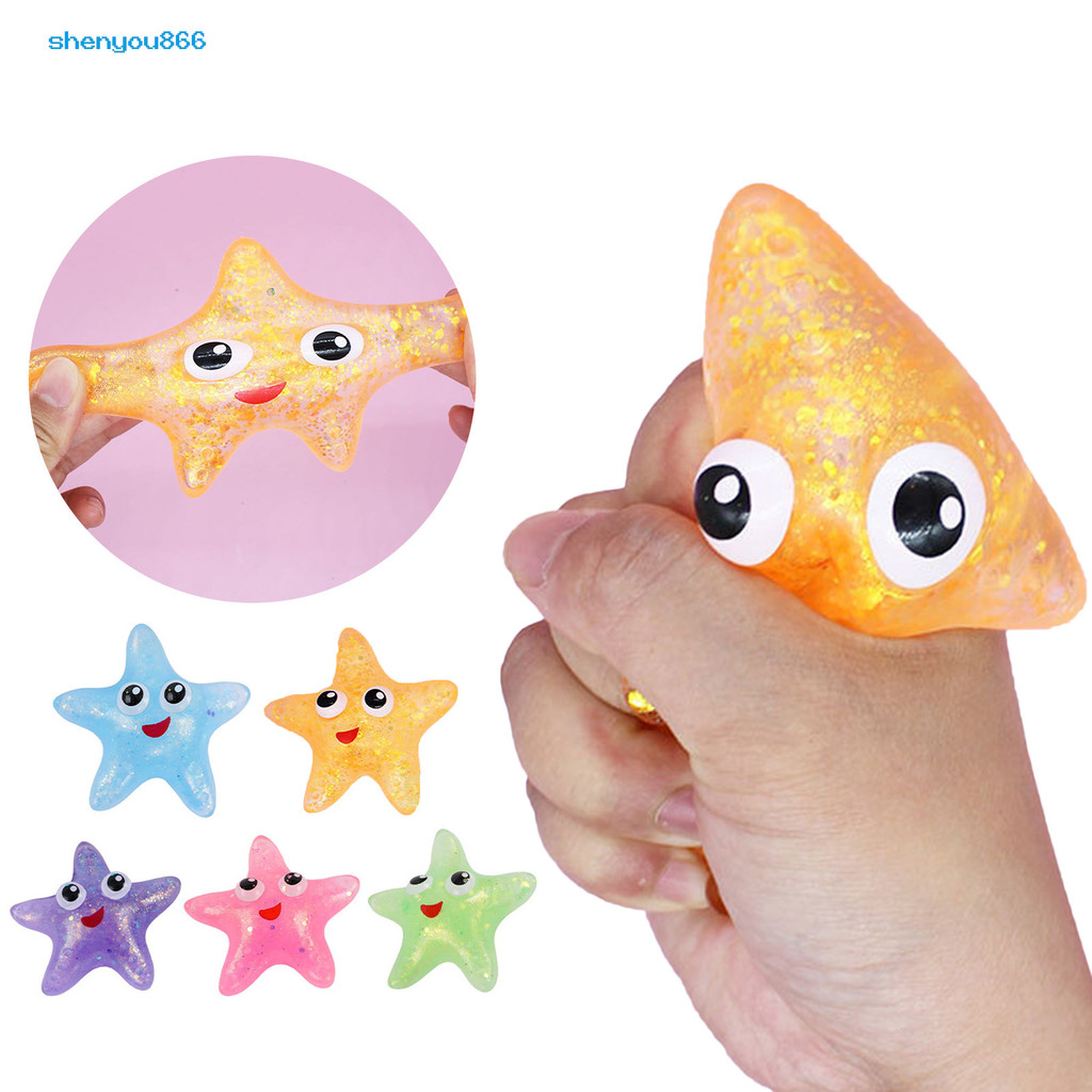 Syt-ปลาดาวบีบของเล่นcozy Touch Soft Rebound Shine Sequins Miniน่ารักหยิกของเล่น
