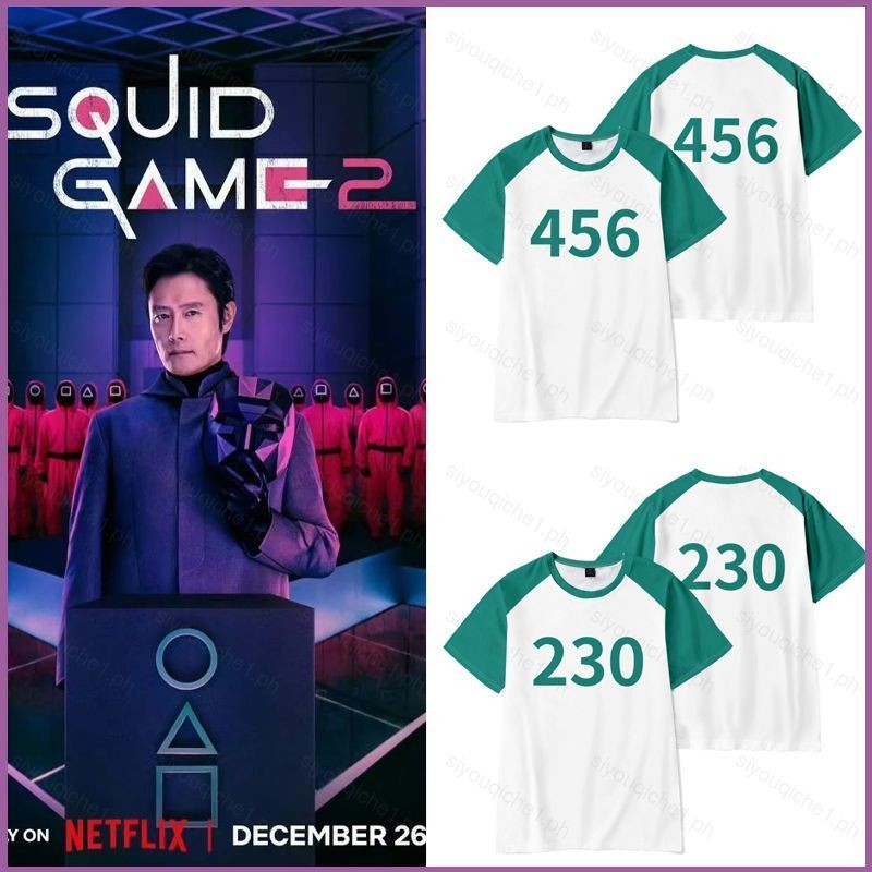SY1 Squid Game Season 2 หมายเลข 230 456 222 เสื้อยืดฤดูร้อน Anime Short Sleeve Top
