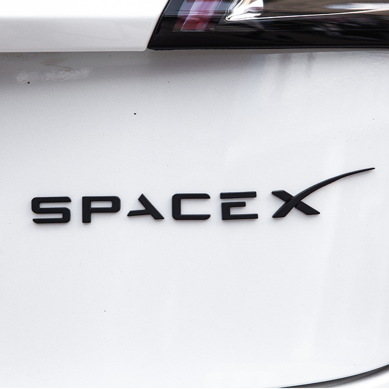 Spacex สติกเกอร์สําหรับ Tesla รุ่น 3 XS ตัวอักษรหางป้ายสัญลักษณ์รถอุปกรณ์เสริมสติกเกอร์โลโก้สัญลักษณ์สังกะสีอัลลอยด์ SPACEX
