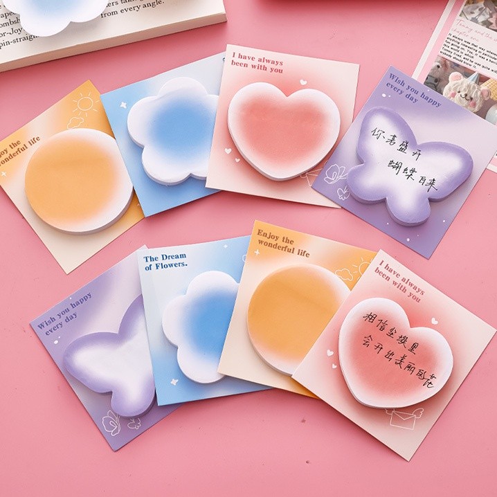 30 ชิ้นรูปหัวใจ Love Shape Sticky Notes น่ารัก Memo Sticky Note Self Stick Kawaii Notepad หน้าเครื่องหมายธงสําหรับ Home School และ Office