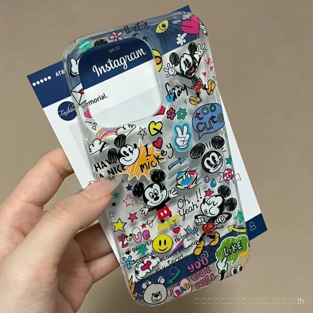 Doodle Mickey เข้ากันได้กับ Apple 15/14/13PROMAX เคสนิ่ม12/11Pro XR/XS 7plus โปร่งใส