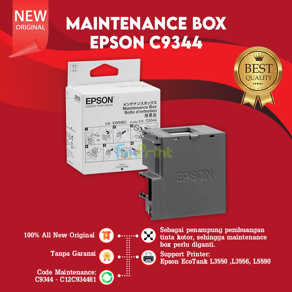 กล่องบํารุงรักษาเดิม Epson C9344 เครื่องพิมพ์ L-3550 L-3556 L-5590 C12C934461 กล่องบํารุงรักษา C12c9