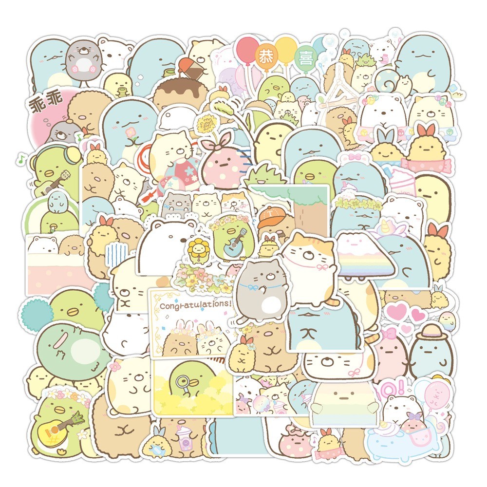 60 ชิ้น Sumikko Gurashi สติกเกอร์กันน้ําไวนิลสําหรับ DIY แล็ปท็อป Tumbler HP สติกเกอร์กระเป๋าเดินทาง