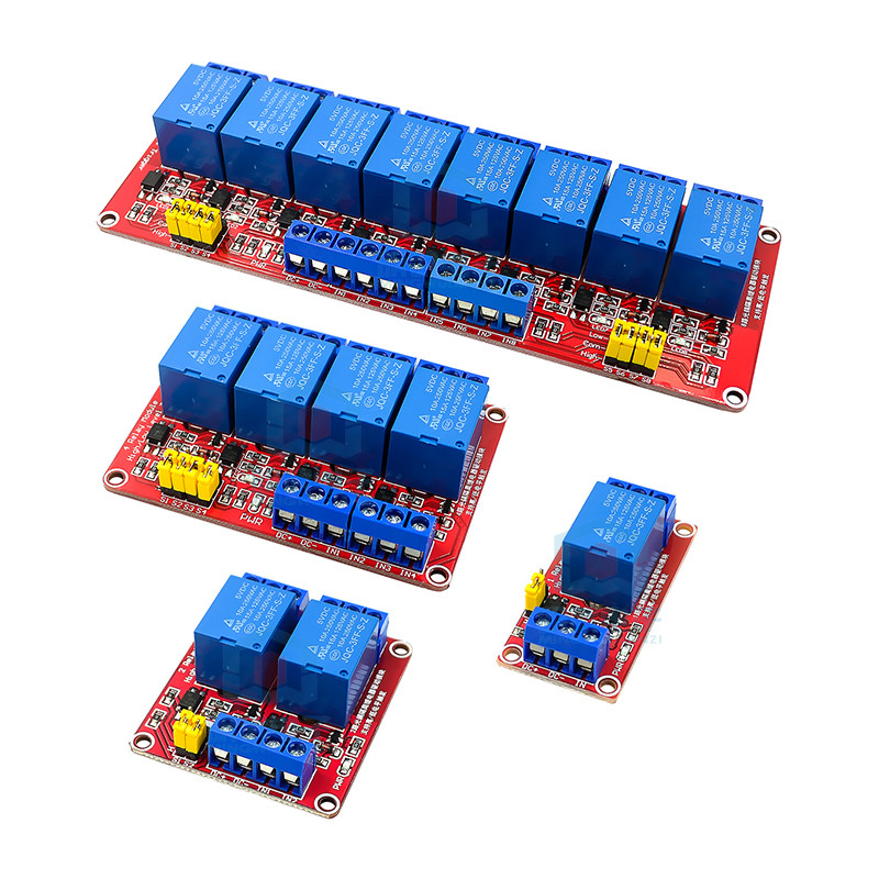 ((จํานวนมากและราคาที่ยอดเยี่ยม) 1/2/4/8-circuit 5V/9V/12V/24V โมดูลรีเลย์ Optocoupler การแยกสูงต่ําทริกเกอร์ MCU กระดานสีแดง