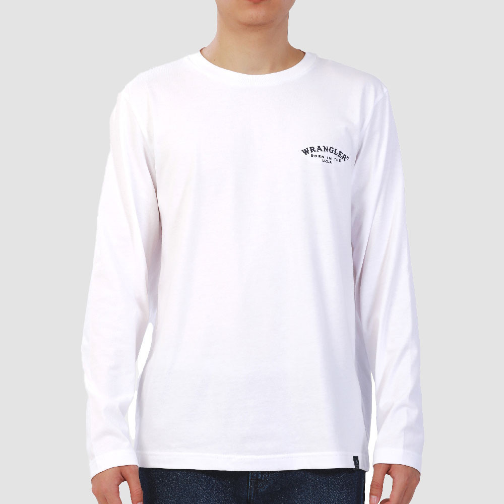 WRANGLER เสื้อยืดแขนยาวผู้ชาย รุ่น WR F424MTLSF54 - สีขาว