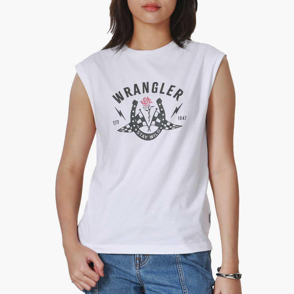 WRANGLER เสื้อยืดแขนกุดผู้หญิง ทรง Regular รุ่น WR F324WTSLF55 สีขาว