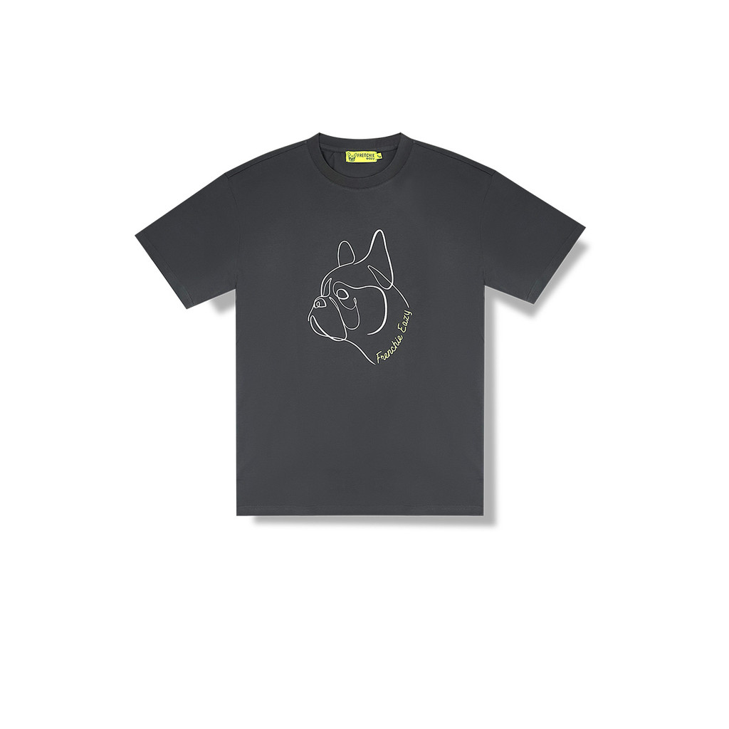ESP เสื้อทีเชิ้ตลายเฟรนช์ชี่ อีซี่ ผู้ชาย สีเทาเข้ม | Frenchie Eazy Tee Shirt | 04056