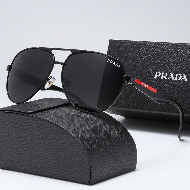 Prada2024 แว่นกันแดดผู้ชายแว่นกันแดดลําลอง