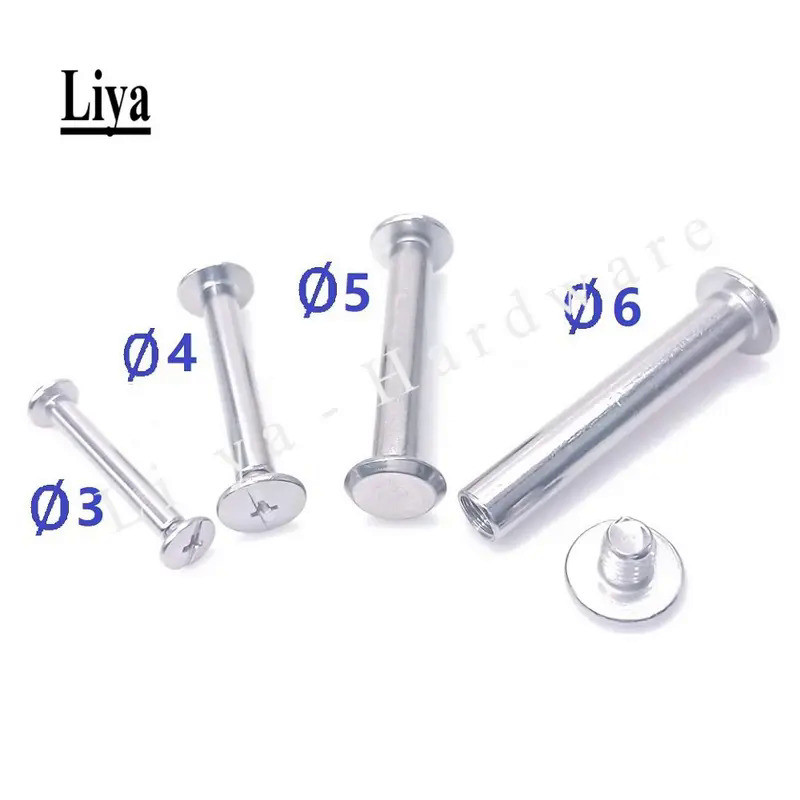 5-20pcs ∅3 ∅4 ∅5 ∅6 * 4/5/6/8/10/12/14-100mm 304 Stainless Steel Snap Rivet Books Butt Screw, Photo 