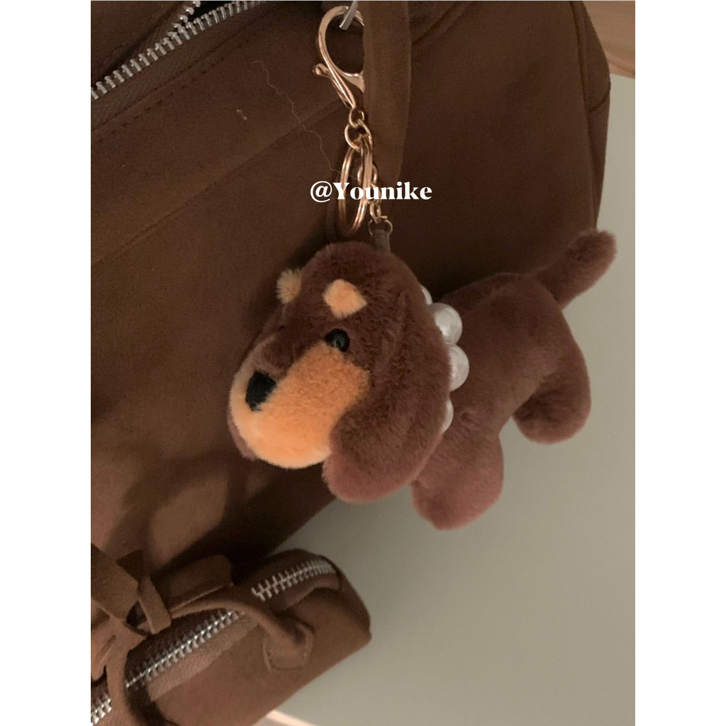 สไตล์เกาหลี ins ตุ๊กตาตุ๊กตา Dachshund Dog Pearl miu Series Girl Heart Bag Pendant พวงกุญแจรถจี้ของขวัญ Christmas New Year Gift Cute Dog Bag Pendant Couple Style