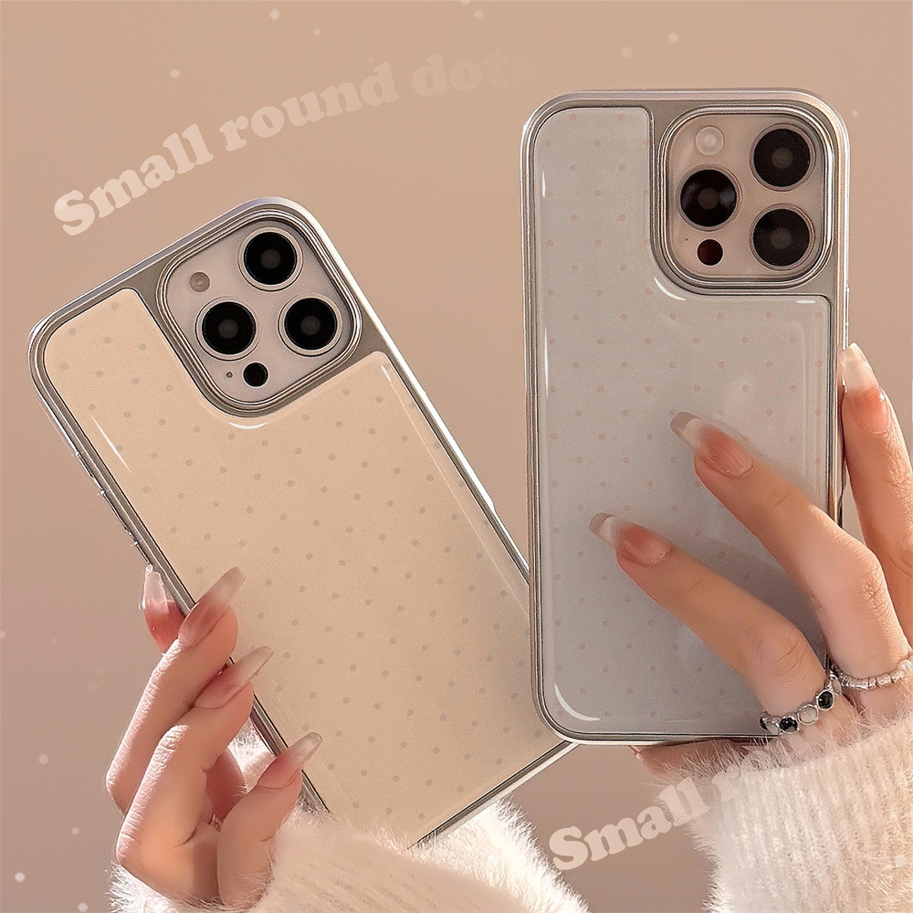 หรูหราอีพ็อกซี่จุดคลื่นขอบเงินเหมาะสําหรับiphone 15 Pro Max 14 เคสโทรศัพท์ 13/16 Pro Maxฝาครอบป้องกันรูใหญ่กรณี