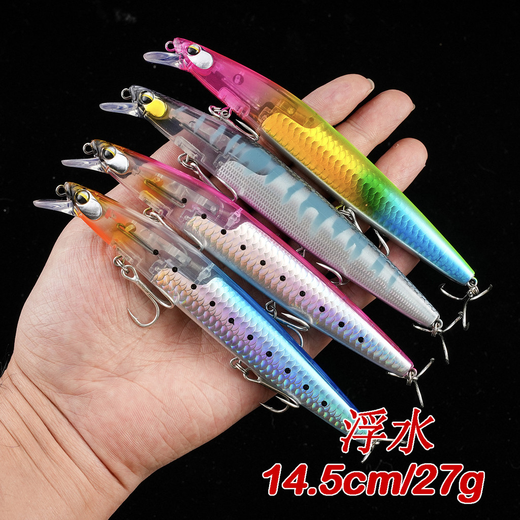 Lure Minnow 14.5ซม./27ก. Crazy Scale Flash Floating Long Shot อุปกรณ์ตกปลา