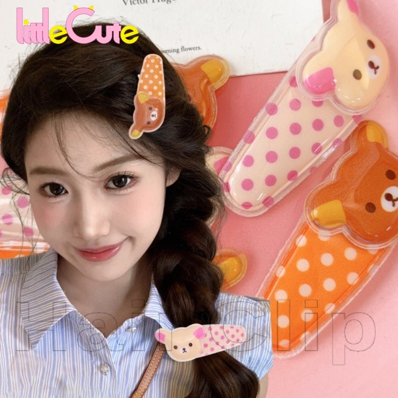 Polka Dot BB Hairpins - กิ๊บติดผมหมีน้อยน่ารัก - สําหรับปาร์ตี้เด็กผู้หญิง, สวมใส่ทุกวัน - คลิปหน้าม้าด้านข้าง - หวาน, การ์ตูน, หนัง PU - เครื่องประดับผม
