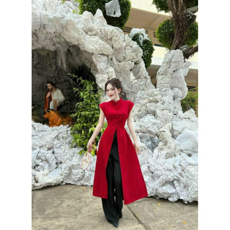 Modern TANING TRAIN NECK Ao Dai Luong su shop