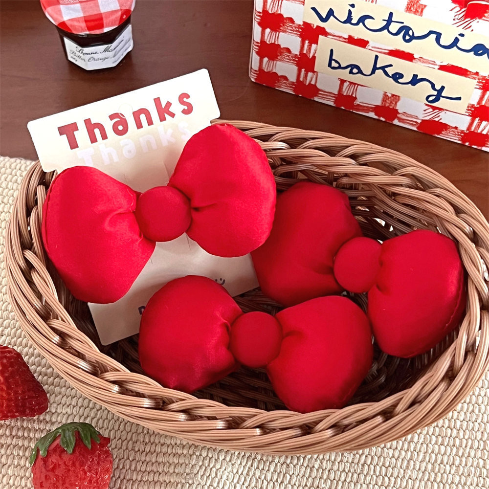 กิ๊บติดผมโบว์สีแดงอเนกประสงค์คลิปหน้าม้าผมหักขอบคลิปแฟชั่นคลิปผมหางม้าเครื่องประดับผม