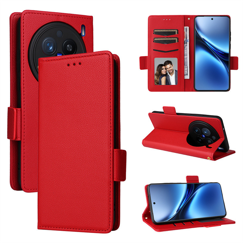 Flip หนังสําหรับ Vivo X200 X100S Pro X200Mini X200Pro X200S X200Ultra 5G กระเป๋าสตางค์ช่องใส่การ์ดวงเล็บแม่เหล็กกันกระแทกคลุมทั้งหมดด้านข้างหัวเข็มขัดแขวนเชือกปลอก