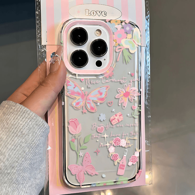 AWIFI🔥สีไล่ระดับสีผีเสื้อชมพูตัวเรือนคันธนูใช้งานร่วมกับ IPhone17 16 15 11 13 12 14 Pro Max 14 7 8PLUS 16Plus XR X XSMax - รูปที่ 2