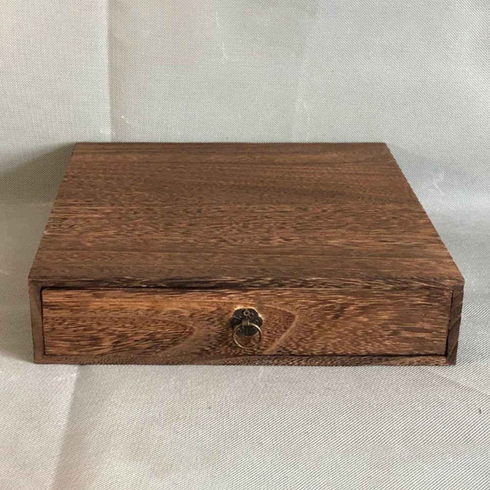 CYBER Retro Locking Storage Box, Wood Dust-Proof Tea Box, Sundries Organizer ประณีตพร้อมฝาปิด Vintage Treasure Chest Home Office ราคา ถูกที่สุด ดีลบีเคเค แกลเลอรีภาพที่ 6